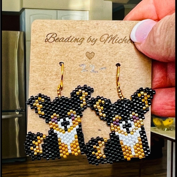 Yorkie Yorkshire Terrier Long Hair Chihuahua earrings beaded dog gift groomer - Picture 3 of 4